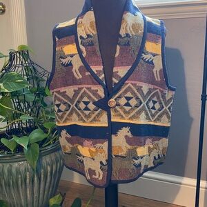 Vintage Shaver Lake Vest Horse Aztec Design Large